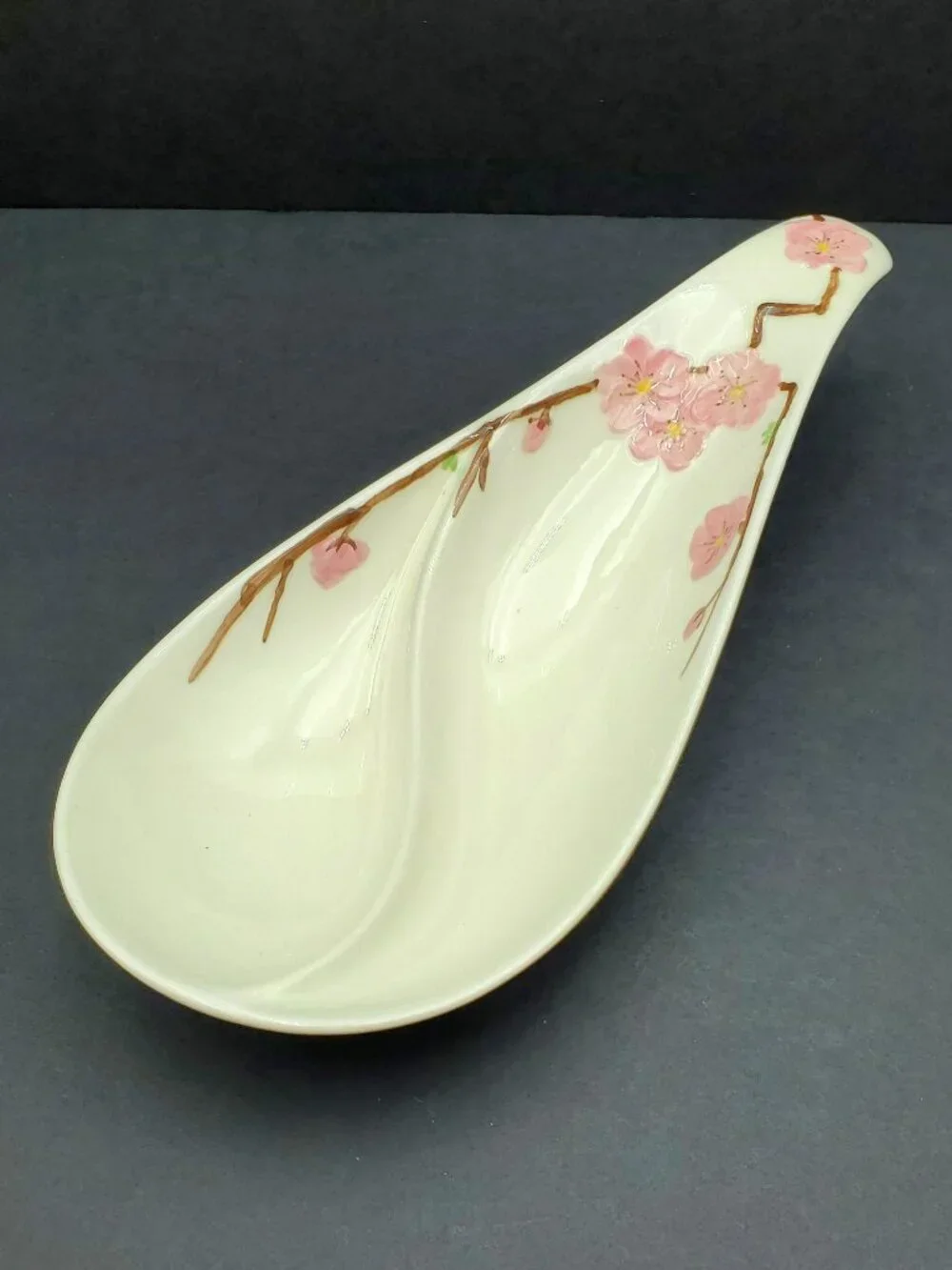 Metlox Peach Blossom Poppytrail Vernon Divided Relish Tray Open Jam Dish